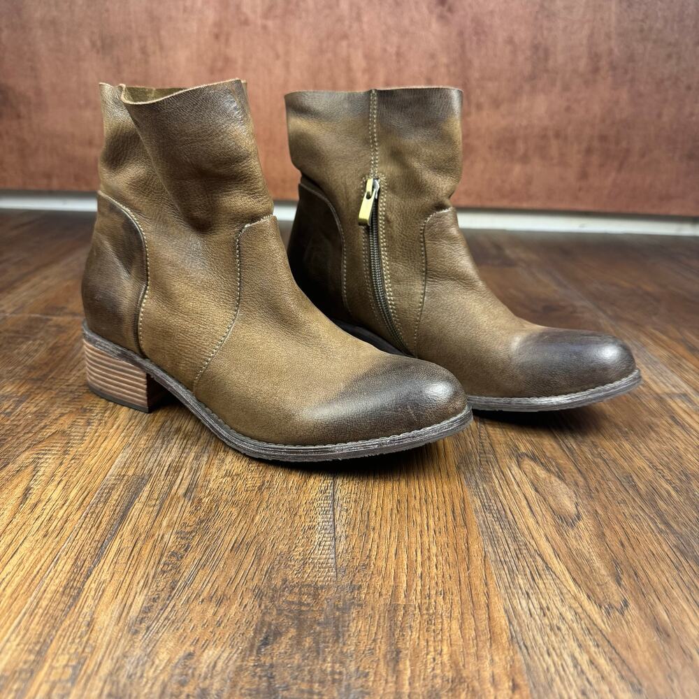 Antelope Brown Ankle Boots block heel size EU 37 D US 6-6.5 distressed booties